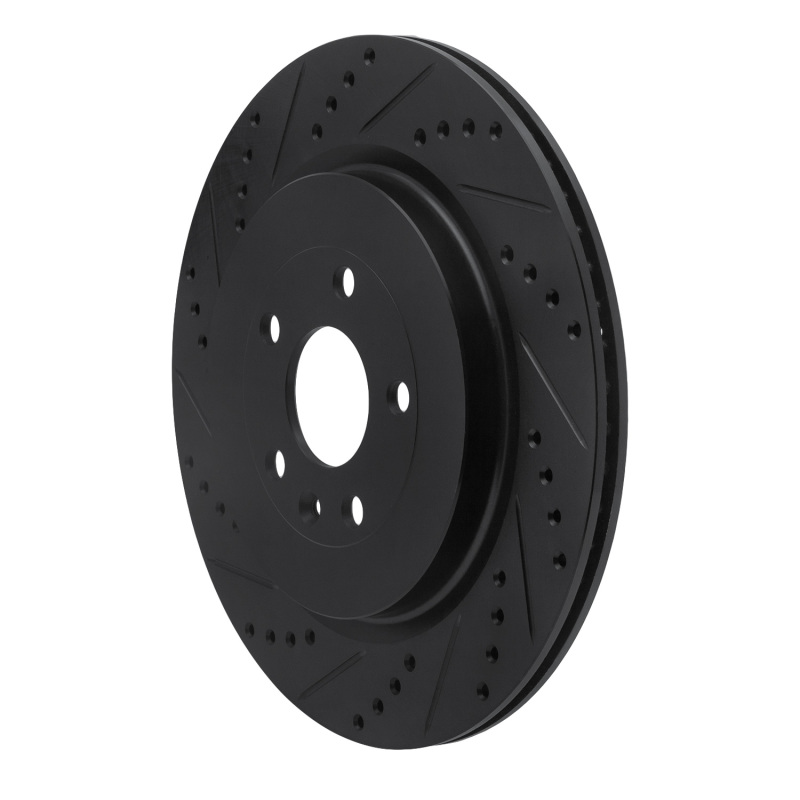Ford Police Interceptor Sedan Brake Rotor (1) - Rear Left - R1 Concepts - Drilled & Slotted - Black - `13-`19